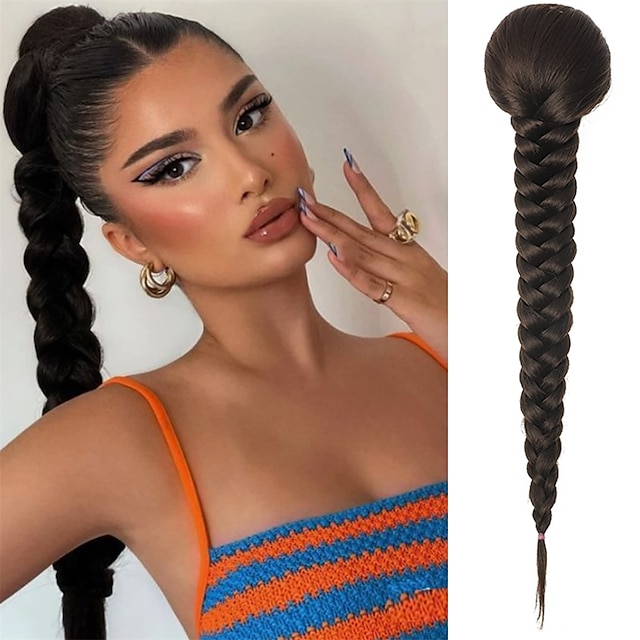 Braided Ponytail Hair Extension 16 Inch Drawstring Ponytail Dark Brown Clip  In Hair Ponytail Braiding Hair Medium Long Box Braided Hair Drawstring  Ponytail for Women 9158533 2023 – $