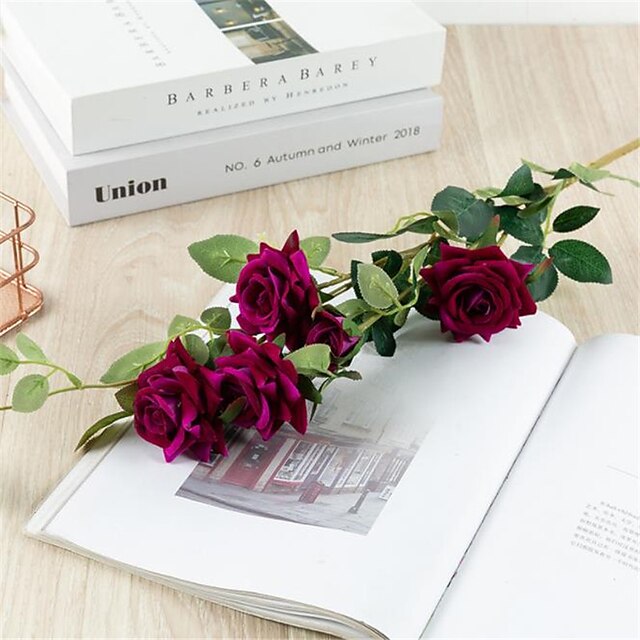 Home & Garden Home Decor | 1pc Artificial Flower Plastic 5 Head Roses - YH80184