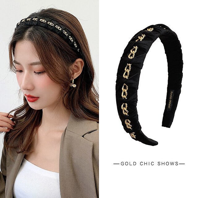 Shoes & Bags Fashion Accessories | 1 pcs Headbands for Women braided headband Wide Headband cute fashion Headband Metal Chain Ha