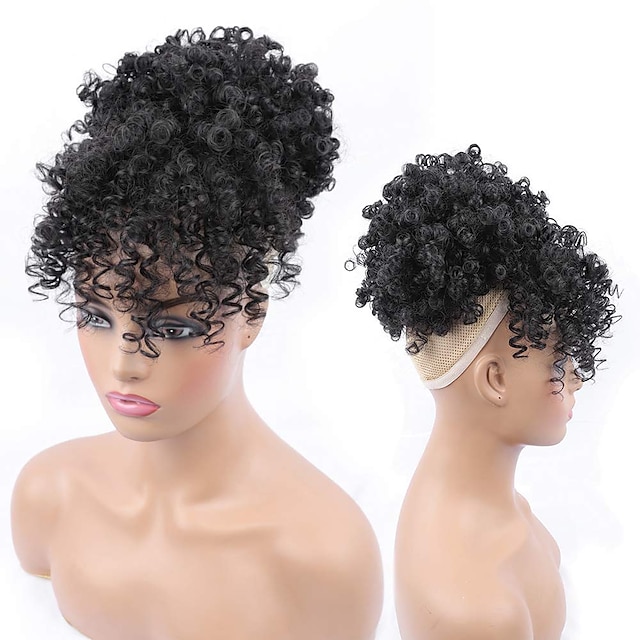 Drawstring Ponytail with Bangs Afro Puff Ponytail Extensions for Women ...