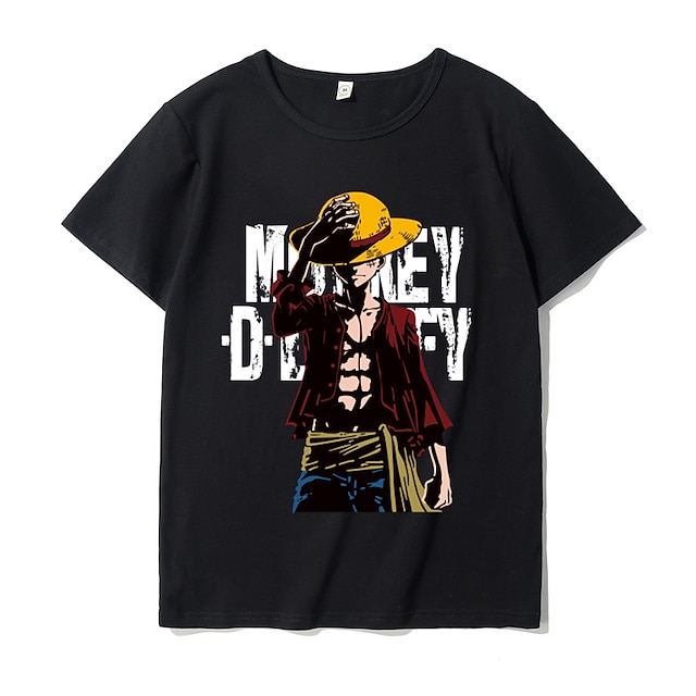 One Piece Monkey D. Luffy T-shirt Mönster Grafisk Till Par Herr Dam Vuxna Karnival Maskerad Varmstämpling Ledigt / vardag