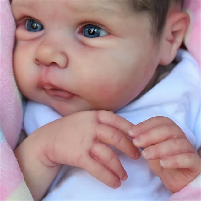  20palcová reborn baby doll již namalovaná reborn baby doll miley stejná jako na obrázku realistická soft touch 3D kůže namalovaná chloupky viditelné žíly