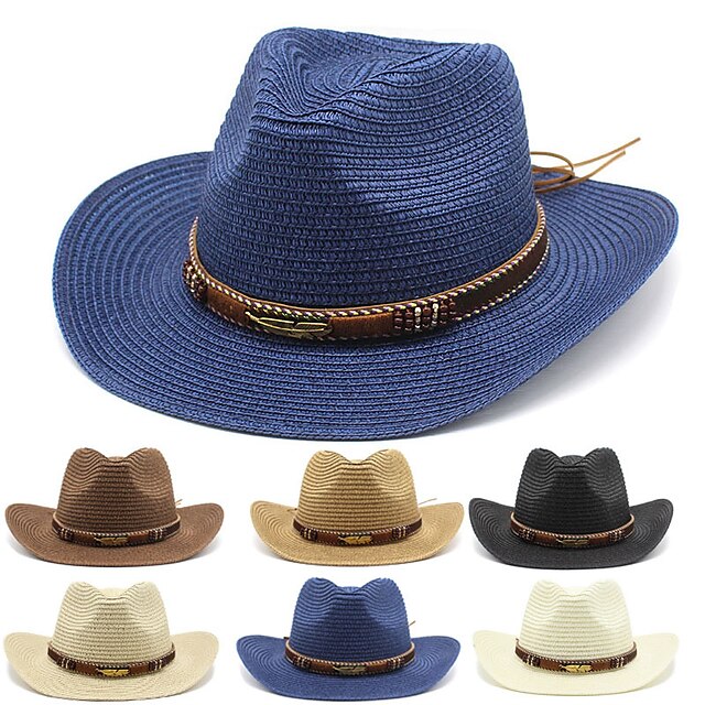 Shoes & Bags Fashion Accessories | 1 pcs Mens Womens Retro Simple Style Sun Hat Straw Hat Sports & Outdoor Daily Plain Solid / P