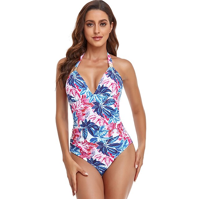 Sports & Outdoors Surfing, Diving & Snorkeling | Womens One Piece Swimsuit Backless Halter Bodysuit Bathing Suit Floral Swimwear