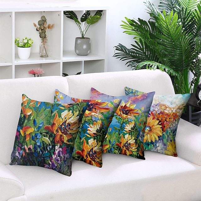 Home & Garden Home Decor | Cushion Cover 4PC Linen Soft Decorative Square Throw Pillow Cover Cushion Case Pillowcase for Sofa Be