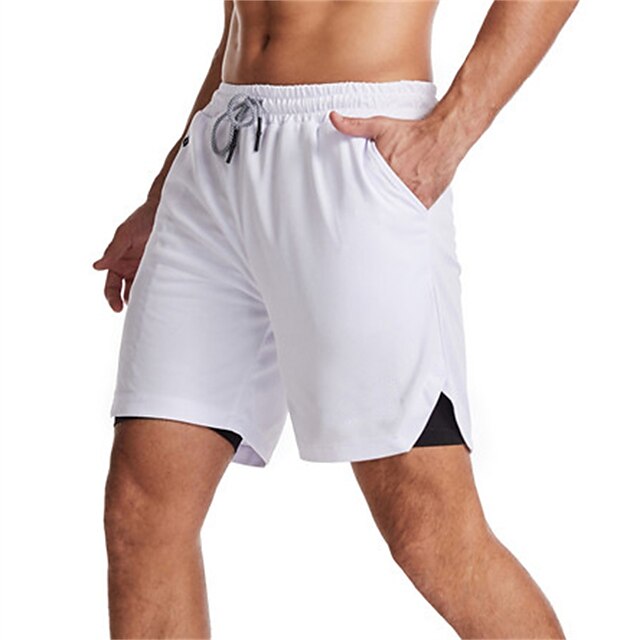 Mens Clothing Mens Bottoms | Mens Classic Style Fashion Active Shorts 2 in 1 Elastic Drawstring Design Knee Length Pants Sports 