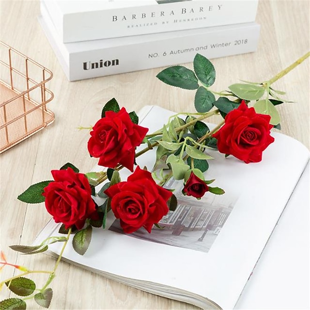 Home & Garden Home Decor | 1pc Artificial Flower Plastic 5 Head Roses - YH80184