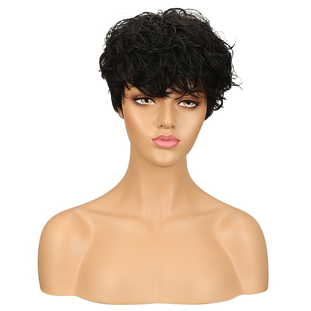 Beauty & Hair Wigs & Hair Pieces | Sleek Short Wigs Pixie Cut Bob Remy Human Hair Wigs Glueless Double Drawn Vigin Soft Adjustab