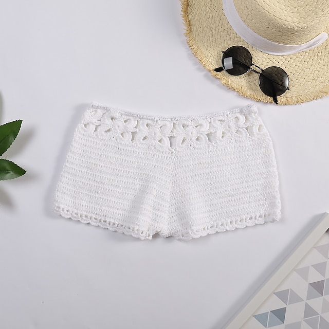 Womens Clothing Womens Bottoms | Womens Fashion Crochet Shorts Cheeky Shorts Cut Out Crochet Short Pants Holiday Beach Micro-ela