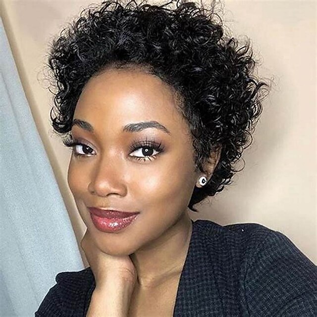 Beauty & Hair Wigs & Hair Pieces | Pixie Cut Wig Short Curly Human Hair Wigs Cheap Human Hair Wig 13X1 Transparent Lace Wig Lace