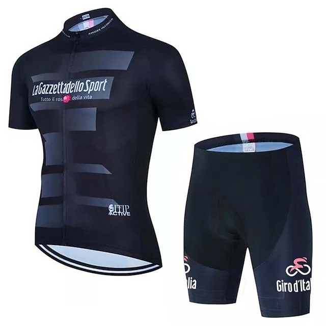  21Grams Herren Radtrikot mit Radhose fahrradbekleidung set Kurzarm MTB Mountain Rennrad Schwarz Purpur Rosa Fahhrad Sportkleidung 3D-Pad Atmungsaktiv Rasche Trocknung Feuchtigkeitsabsorbierend Tasche