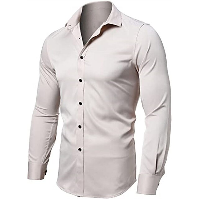 Mens Clothing Mens Shirts | Mens Shirt Solid Color Turndown Party Daily Button-Down Long Sleeve Tops Casual Fashion Comfortable 