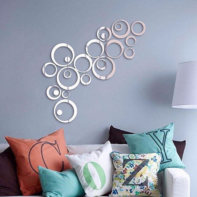 Home & Garden Home Decor | 24Pcs/lot DIY 3D Circles Mirror Wall Sticker Crystal Mural Decal Home Decor Living Room Mirrored Home