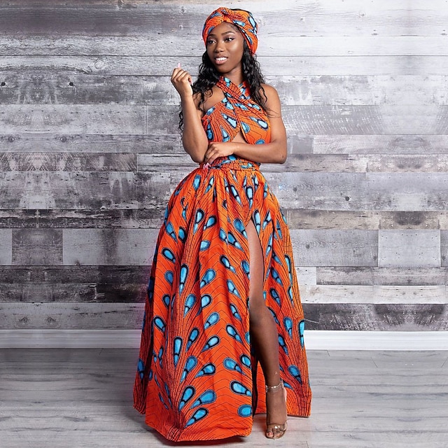 Women's Dress Modern African Outfits Boho African Print Kitenge Off ...