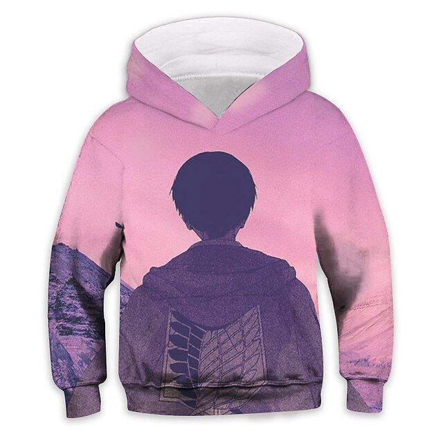 Baby & Kids Boys Clothing | Kids Boys Hoodie Long Sleeve 3D Print Anime Pocket Pink Children Tops Fall Spring Active Fashion Dai