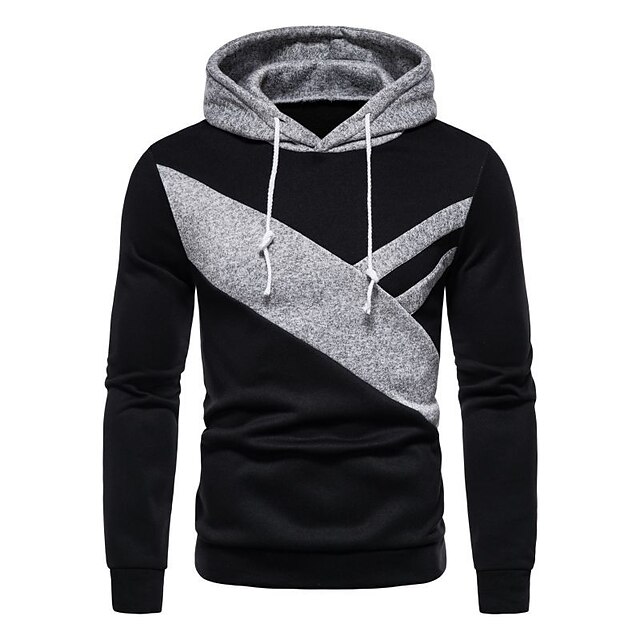 Mens Clothing Mens Hoodies & Sweatshirts | Mens Hoodie Pullover Hoodie Sweatshirt Color Block Casual Daily Holiday non-printing 