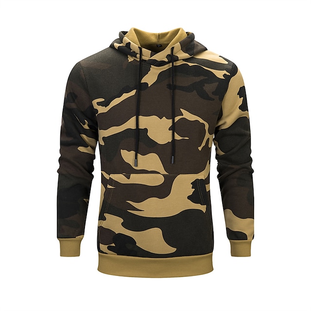 Mens Clothing Mens Hoodies & Sweatshirts | Mens Hoodie Pullover Hoodie Sweatshirt Camo / Camouflage Front Pocket Casual Daily Ho