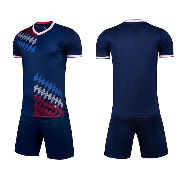  Men's Soccer Jersey with Shorts Set Youth Sport Team Training Uniform 2 Pieces Clothing Football Shirts and Shorts Suit