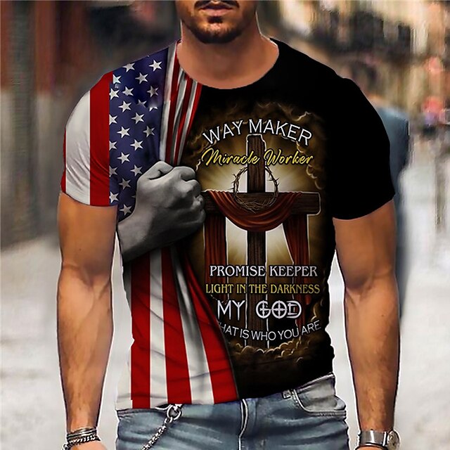 Mens Clothing Mens Tees & Tank Tops | Mens Unisex T shirt Tee 3D Print Graphic Prints National Flag Crew Neck Street Daily Print