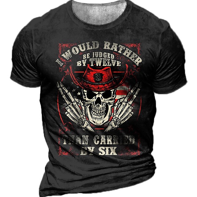 Mens Clothing Mens Tees & Tank Tops | Mens Unisex T shirt Tee 3D Print Graphic Patterned Skull Letter Crew Neck Street Daily Pri