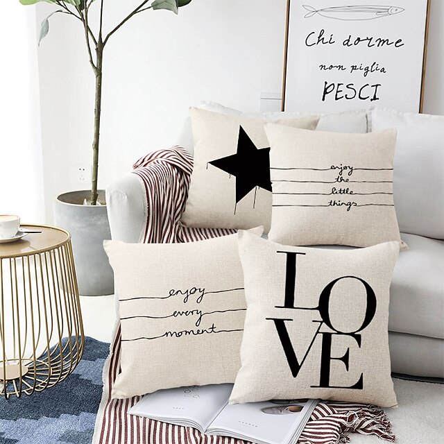 Home & Garden Home Decor | Lover Moment Double Side Cushion Cover 4PC Soft Decorative Square Throw Pillow Cover Cushion Case Pil