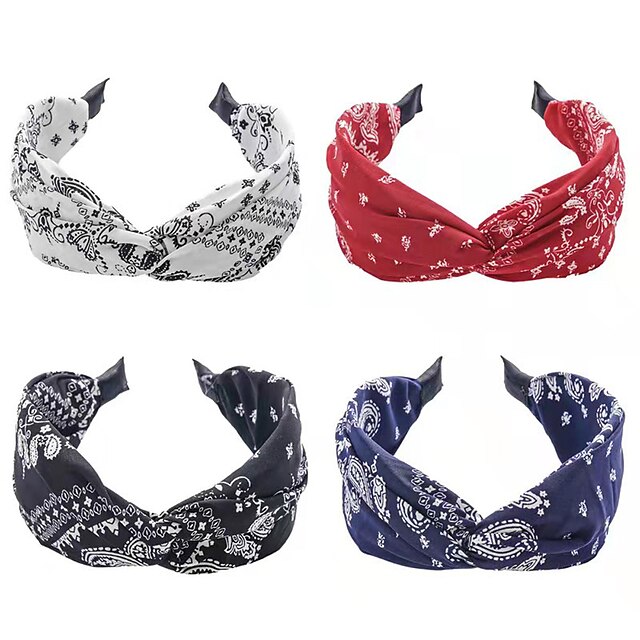 Shoes & Bags Fashion Accessories | 4 Pieces Women Headbands Boho Paisley Headbands Wide Plain Vintage Headbands Twisted Knot Hea