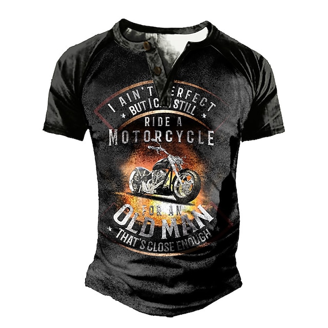 Mens Clothing Mens Tees & Tank Tops | Mens Henley Shirt Tee T shirt Tee 3D Print Graphic Patterned Motorcycle Plus Size Henley D