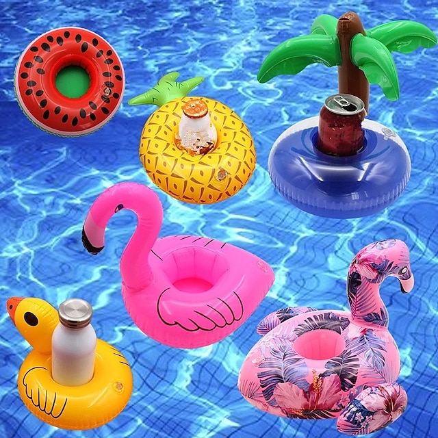  mini suporturi de apă plutitoare suport pentru pahare gonflabile pentru băutură pentru băutură jucărie plutitoare cerc gonflabil pentru piscina subțire lebădă flamingo 15 buc