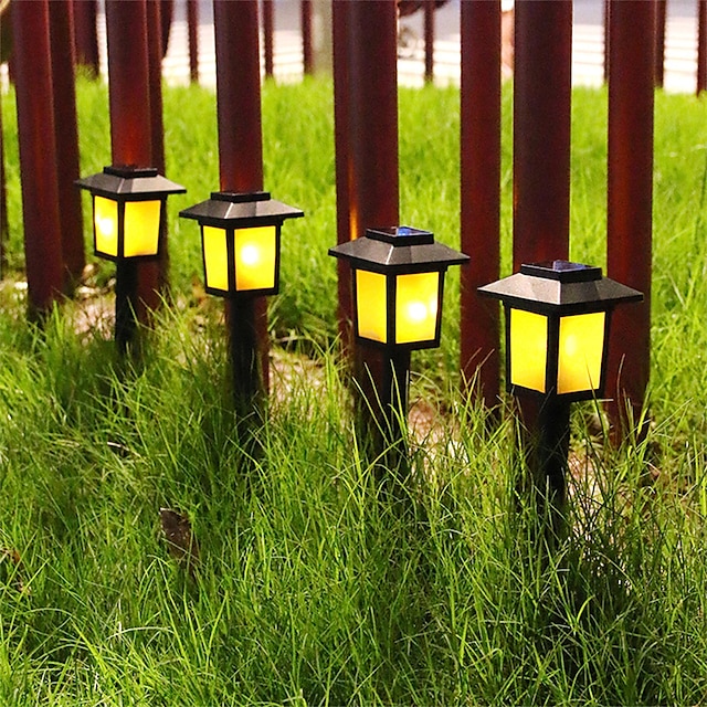  2/6db ösvény lámpák kültéri napelemes szimulációs lánglámpa napelemes pázsit kültéri vízálló villa udvarhoz pavilon tájvilágítás kerti dekorációs lámpák