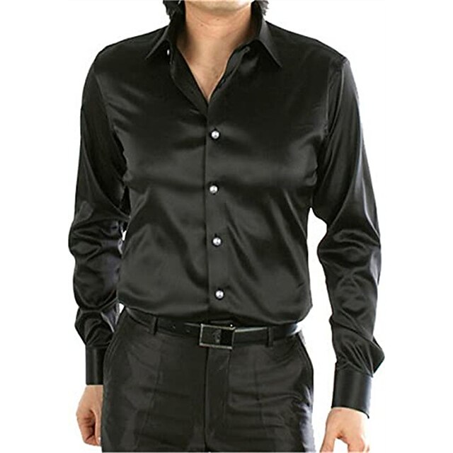 Men's Dress Shirt Button Up Shirt Collared Shirt Prom Shirt Satin Silk