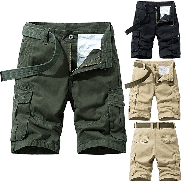 Mens Clothing Mens Bottoms | Mens Cargo Shorts Cargo Shorts Multi Pocket Knee Length Pants Casual Daily Inelastic Solid Color So