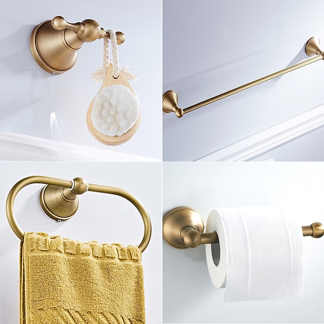 Home & Garden Bath Accessories | 4PCS Brass Robe Hook Bathroom Hardware Sets Adorable Modern Bathroom Wall Mounted - PW21665