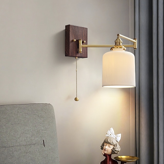  Luzes de parede interiores estilo nórdico moderno led braço oscilante luz de parede de cobre para quarto 220-240v