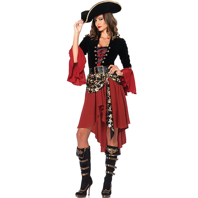  Mulheres Pirata Traje Cosplay Roupa Para Baile de Máscaras Adulto Vestido Cinto Meias Finas