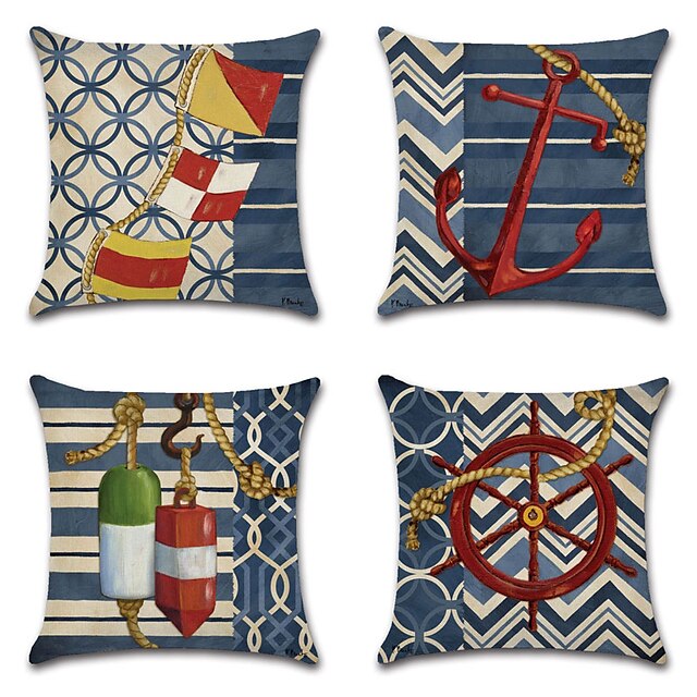 Home & Garden Home Decor | Sea Beach Double Side Cushion Cover 4PC Soft Decorative Square Throw Pillow Cover Cushion Case Pillow