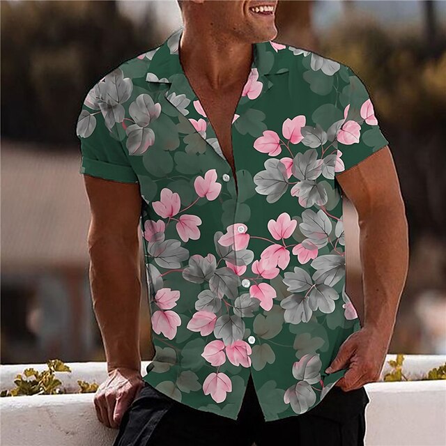 Mens Clothing Mens Shirts | Mens Shirt 3D Print Floral Turndown Street Casual Button-Down Print Short Sleeve Tops Designer Casua