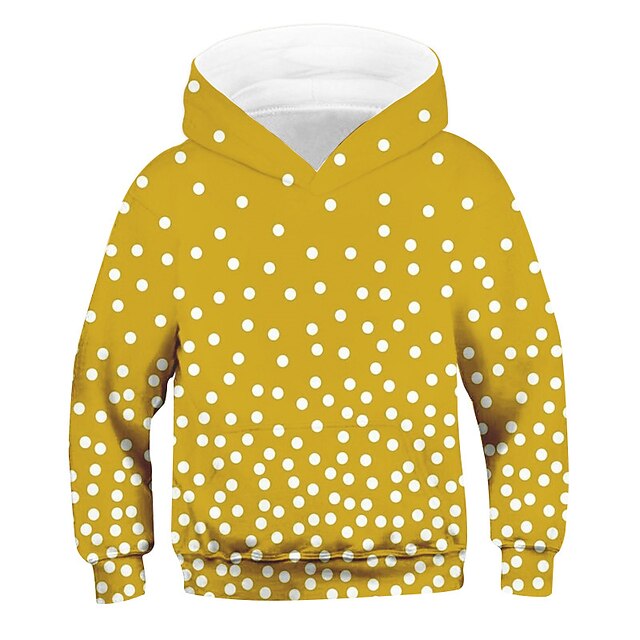 Baby & Kids Boys Clothing | Kids Unisex Boys Girls Hoodie Long Sleeve 3D Print Polka Dot Pocket Yellow Children Tops Fall Spring