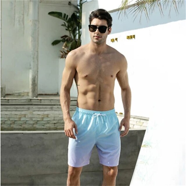 Mens Clothing Mens Bottoms | Mens Casual Beach Shorts Print Knee Length Pants Casual Beach Micro-elastic Solid Color Quick Dry S