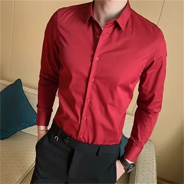 Mens Clothing Mens Shirts | Mens Shirt Solid Colored Square Neck Casual Daily Tops Business Casual White Black Blue - YW55386