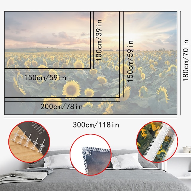 Home & Garden Home Decor | Sunflower Wall Tapestry Art Decor Blanket Curtain Hanging Home Bedroom Living Room Decoration Polyest