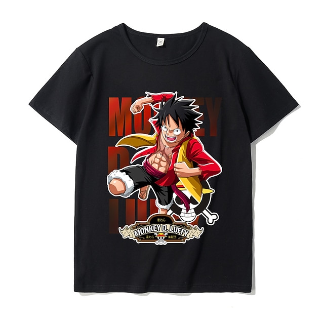  One Piece Monkey D Luffy T-Shirt Estampado Gráfico Para Pareja Hombre Mujer Adulto Carnaval Mascarada Estampado en caliente Casual Diario