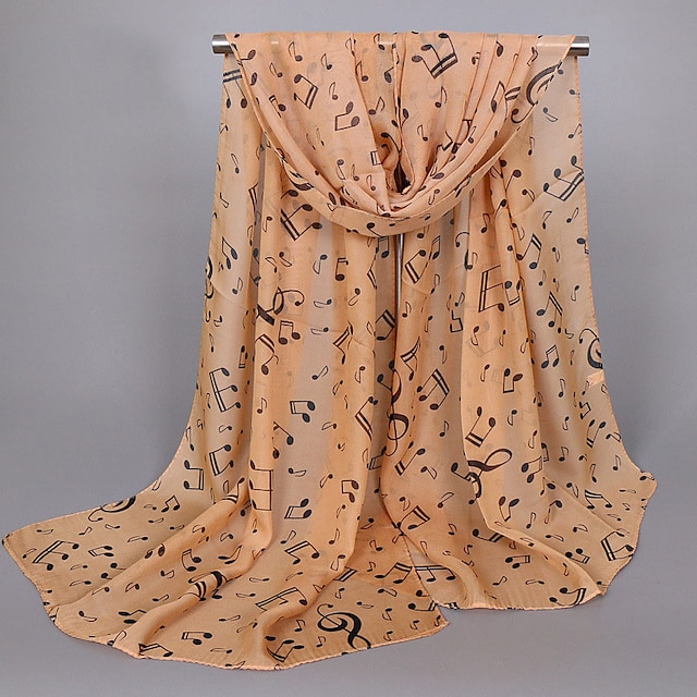  1 peça feminina nota musical chiffon pescoço cachecol xale silenciador cachecóis de alta qualidade fabulosos lenços lindos elásticos