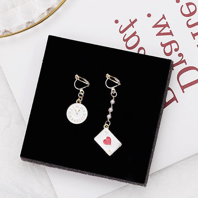 Shoes & Bags Fashion Accessories | Fashion Personality Asymmetric Clock Poker Earrings - VA15910