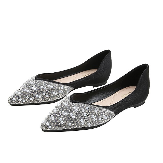 Shoes & Bags Womens Shoes | Womens Flats Formal Shoes Dress Shoes Imitation Pearl Sparkling Glitter Flat Heel Pointed Toe Closed