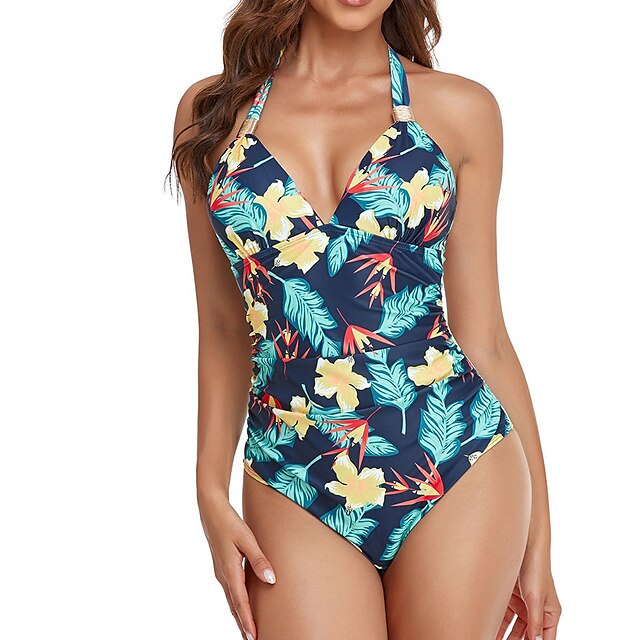 Sports & Outdoors Surfing, Diving & Snorkeling | Womens One Piece Swimsuit Backless Halter Bodysuit Bathing Suit Floral Swimwear