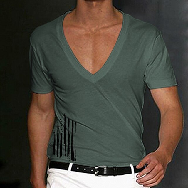 Mens Clothing Mens Tees & Tank Tops | Mens T shirt Tee Solid Color V Neck Street Casual Short Sleeve Tops Basic Fashion Classic 
