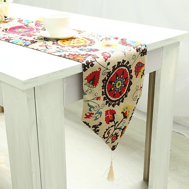 Farmhouse Table Runner Vintage Table Runner Cotton Linen Table