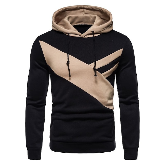 Mens Clothing Mens Hoodies & Sweatshirts | Mens Hoodie Pullover Hoodie Sweatshirt Color Block Casual Daily Holiday non-printing 