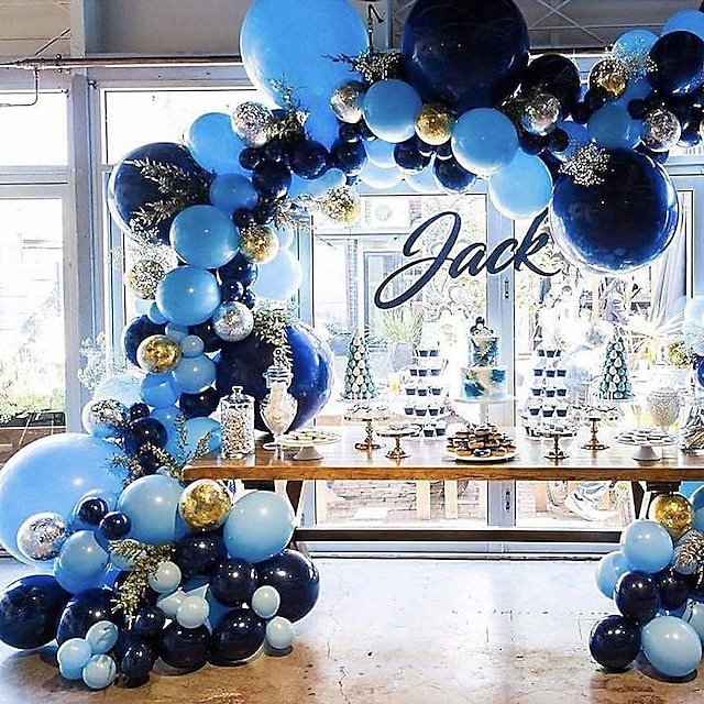  106 pièces bleu marine étoilé bleu nuit bleu encre bleu sequin ballon chaîne ensemble ouverture fête décoration