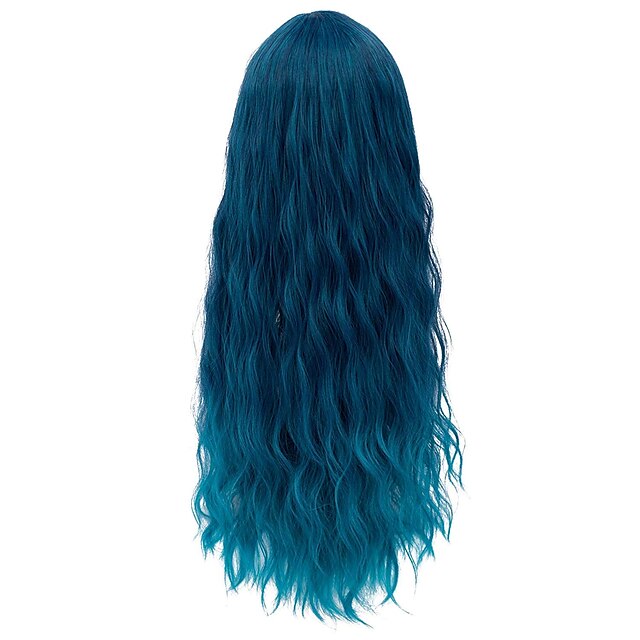 Beauty & Hair Wigs & Hair Pieces | Wig Blue Ladies Long Curls for Women with Bangs Ombre Wavy / Curly Natural Wig Cosplay Everyd